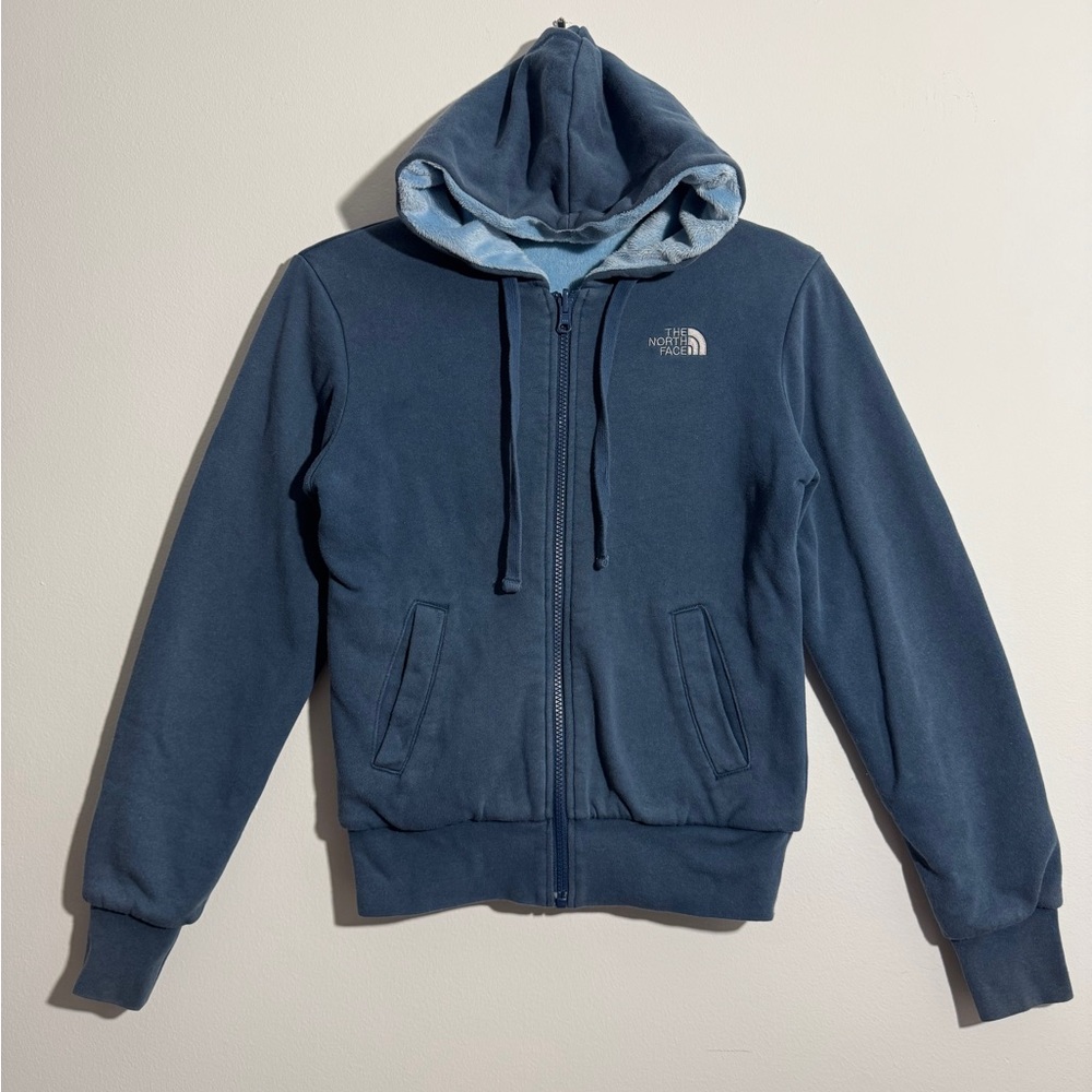 The North Face Reversible Fleece‎ Hoodie Blue and Light Blue Women’s XS - Picture 2 of 13